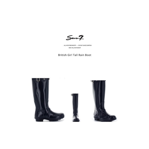 Seven7 British girl tall black rain boots.NWT - Picture 1 of 3